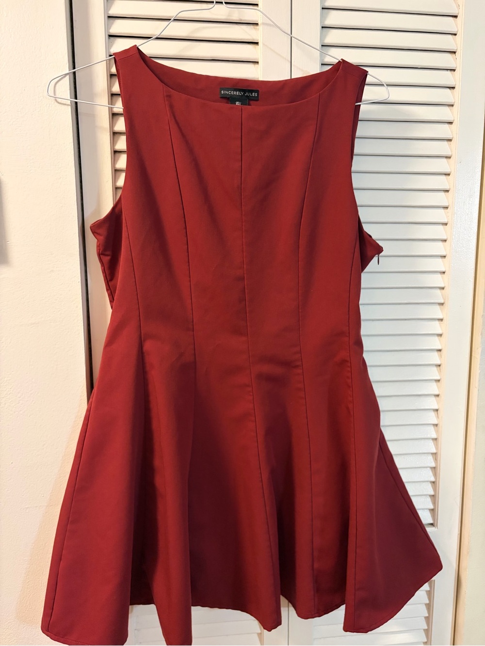 Sincerely Jules Rust Red Fit-and-Flare Sleeveless Dress